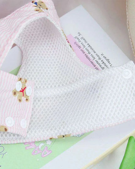 Adorable Bear Print Mesh Harness and Bowtie Leash Combo for Small Dogs and Cats - Trendy Pet Vest