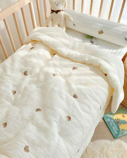 Charming Kawaii Bear Soft Cotton Baby Blanket Set - Ideal for Infants