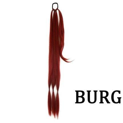 Chic Braided Ponytail Extension Set - Black & Brown Heat-Resistant Synthetic Hair Tie