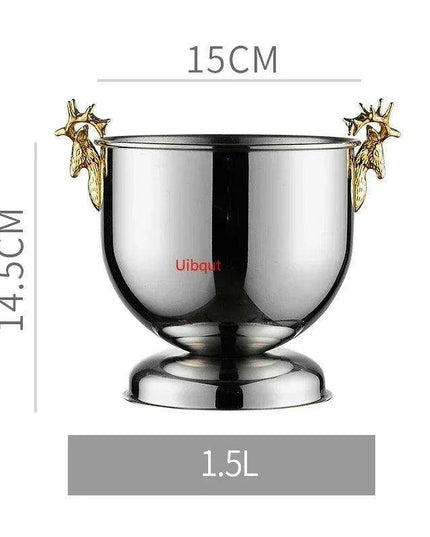 Majestic Deer Head Ice Bucket: Luxurious European Charm in Dual-Tone Design