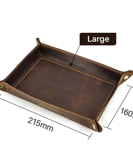 Elegant Leather Desktop Organizer Tray - Stylish Storage Solution