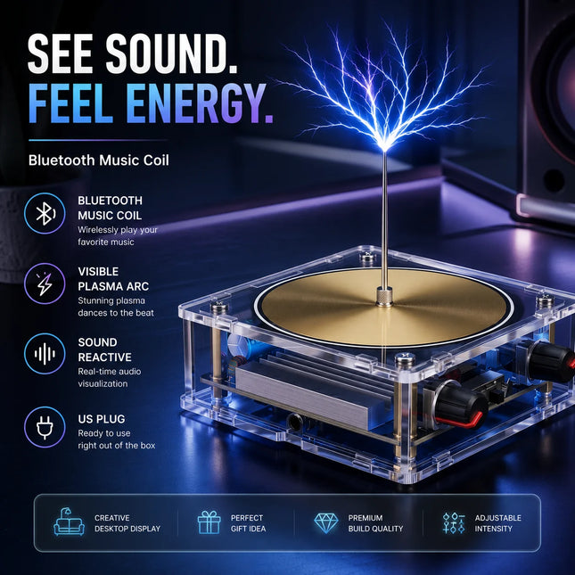 Music Coil Bluetooth Speaker | Sound Reactive Plasma Arc Display