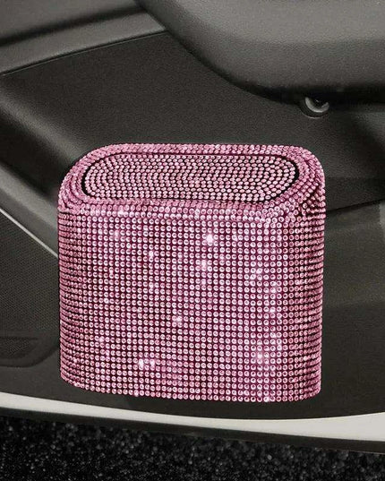 Rhinestone Elegance Car Trash Bin - Chic Auto Waste Container