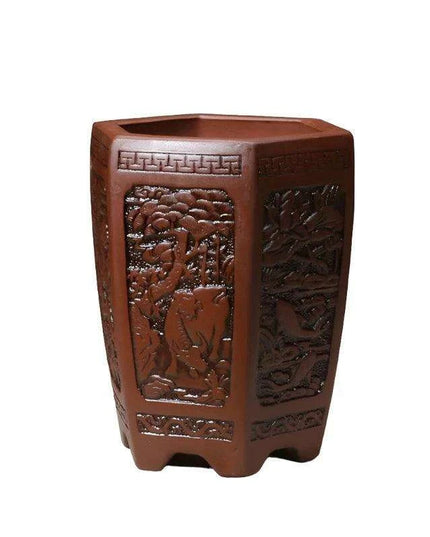 Elegant Purple Sand Bonsai Pot Set for Clivia Plants