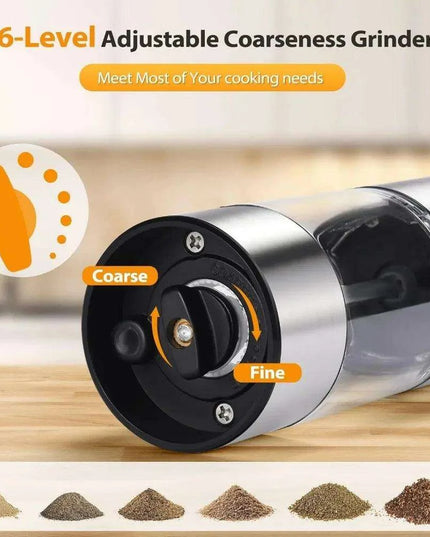 USB Rechargeable Electric Salt and Pepper Mill Set with Customizable Grind Settings and Illuminating LED