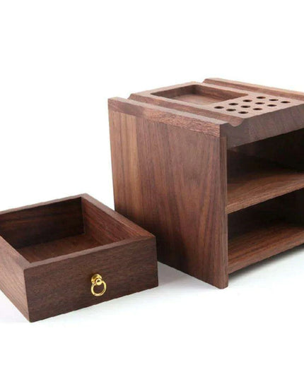 Elegant Walnut Craft Tool Organizer for Leather and Iron Projects