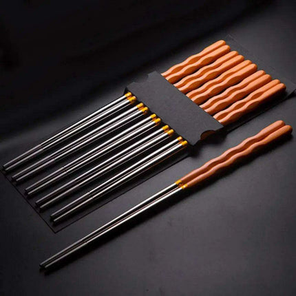 Stylish Anti-Slip Stainless Steel Chopsticks for Sushi and Asian Dishes - Ideal for Home and Restaurant Use