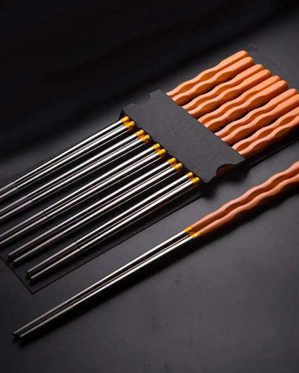 Stylish Anti-Slip Stainless Steel Chopsticks for Sushi and Asian Dishes - Ideal for Home and Restaurant Use