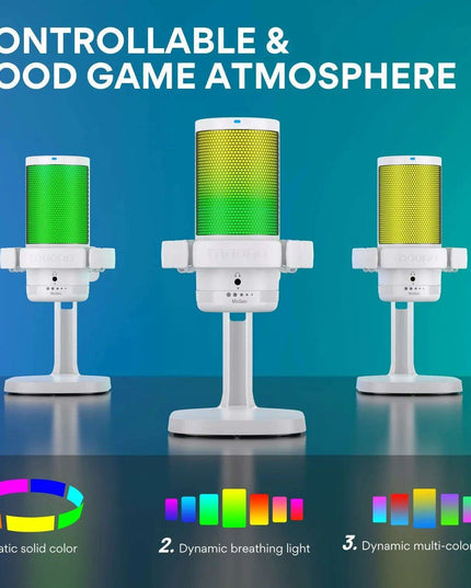 Illuminate Your Sound: Gamerwave RGB USB Condenser Microphone with Premium Noise-Cancellation and Customizable Lighting Effects