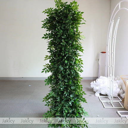 Artificial Flower Row Green Plant Leaf Wreath Table Flowers Strip Runn