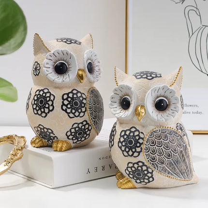Whimsical Owl Sculpture — Resin Home Decor Accent