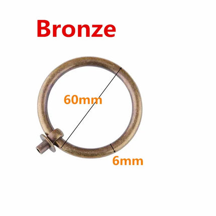 Modern Solid Brass Round Ring Cabinet Handle — Single Hole Drawer Pull, Copper or Bronze, 20mm to 60mm