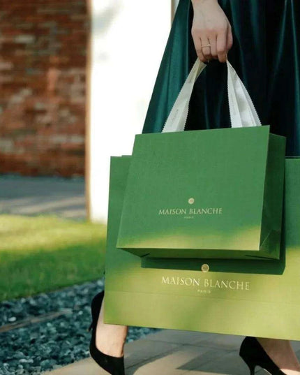 Luxurious Gold Foil Stamped Green Matte Gift Bags - Pack of 500