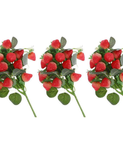 Artificial Strawberry Blossom Bouquet - Set of 3