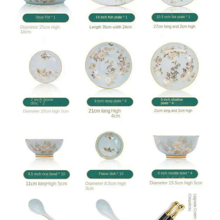 Exquisite Green Porcelain Chinese Dining Set - Ideal for Entertaining and Gifting
