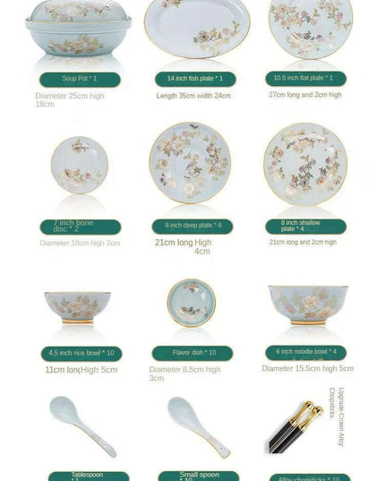 Exquisite Green Porcelain Chinese Dining Set - Ideal for Entertaining and Gifting