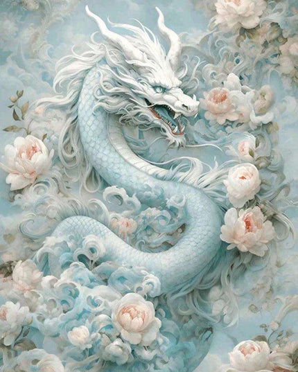 Chinese Dragon Blossom 5D Diamond Art DIY Craft Kit - Complete Embroidery Set with Bonus Square Drills for Stunning Home Decor