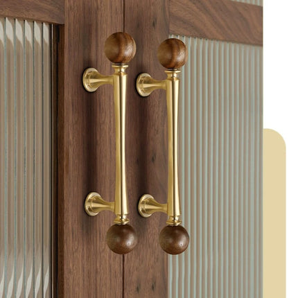 Classic Elegant Brass and Wooden Cabinet Wardrobe Door Handle Ancient