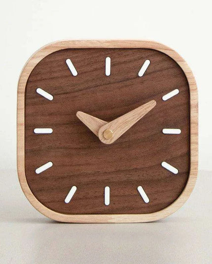 Elegant Black Walnut Table Clock - Modern Scandinavian Design