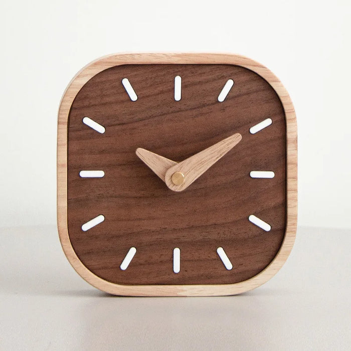 Elegant Black Walnut Wooden Desk Clock - Modern Silent Table Clock