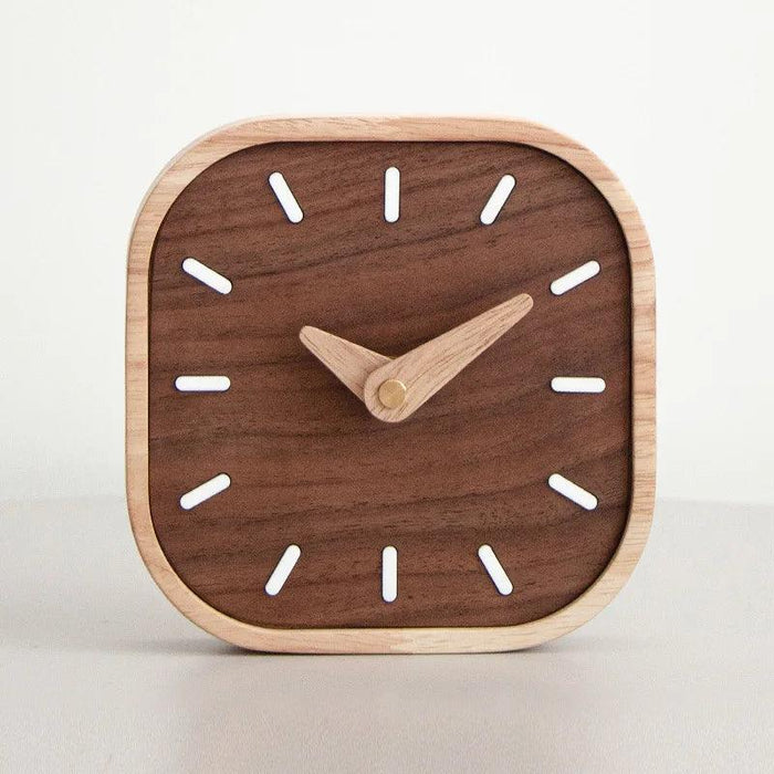 Elegant Black Walnut Wooden Desk Clock - Modern Silent Table Clock