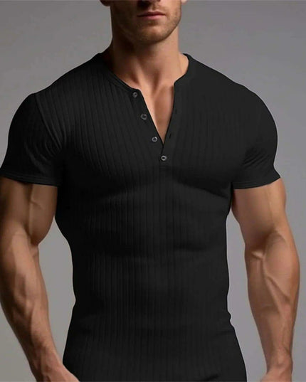 Men's Slim Fit V-Neck T-Shirt for Summer Running and Fitness Activities