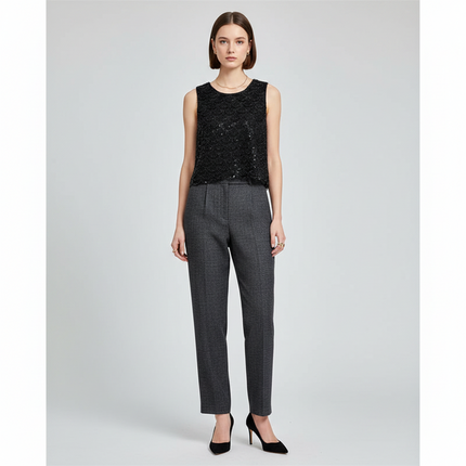 Double-Sided Beaded Sequined Chiffon Tank Top