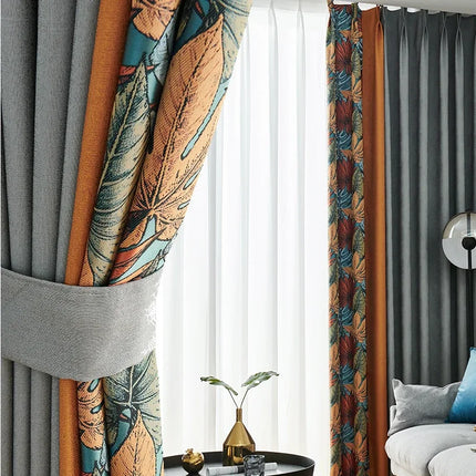 Luxury Thickened Curtains — Nordic Retro Stitching