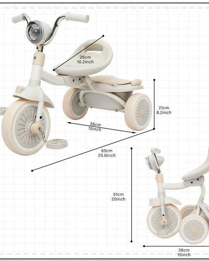 Colorful Adventure Trike: Foldable Toddler Tricycle with Adjustable Seat and Lights