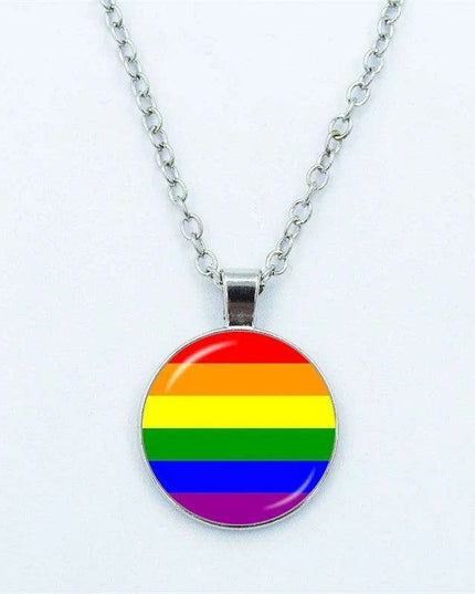 Vibrant Customizable Rainbow Glass Pendant Necklace for Love and Pride Celebration
