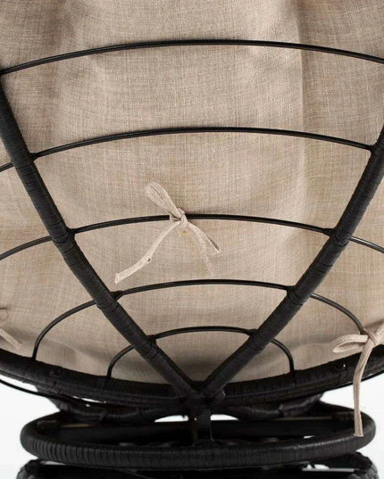 Luxurious 360° Swivel Wicker Papasan Chair with Plush Cushion and Metal Frame
