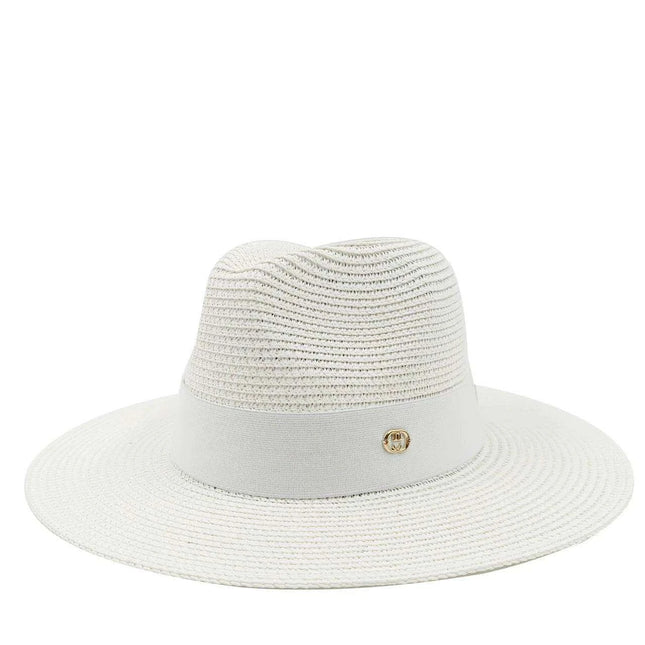 Chic Macaron White Straw Hat for Summer Travel - Essential Sun Protection for Beach Days 2023