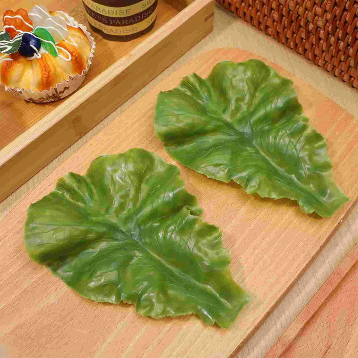 Set of 3 Realistic Faux Lettuce Leaf Decorations for Culinary and Educational Use