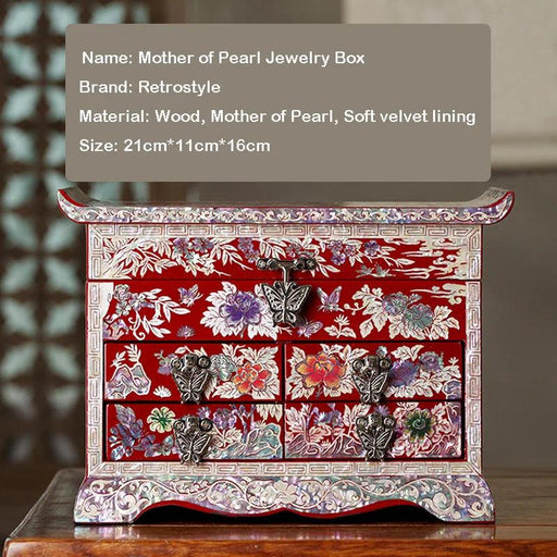 Elegant Mother of Pearl Jewelry Organizer with Ample Compartments for Rings and Bracelets – An Ideal Gift for Her