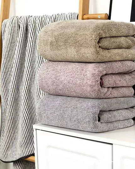 Plush Bamboo Charcoal Coral Velvet Bath Towels - Ultra-Soft, Quick-Drying Microfiber Sets for Adult Relaxation and Home Use