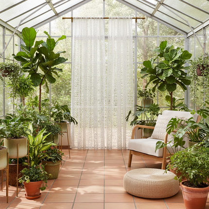 LEEJOOM European Style Jacquard Sheer Curtain Panel - Modern Organza D