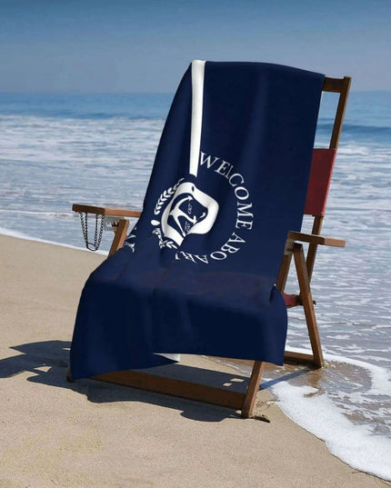Stylish Customizable Dark Blue Nautical Microfiber Towel Set - Luxury Redefined for Every Occasion