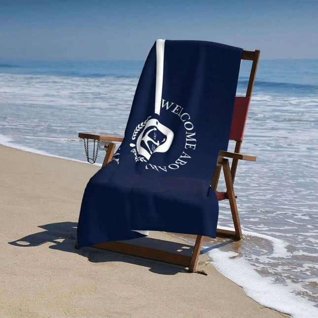 Stylish Customizable Dark Blue Nautical Microfiber Towel Set - Luxury Redefined for Every Occasion