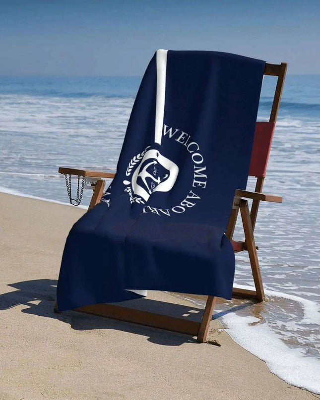 Stylish Customizable Dark Blue Nautical Microfiber Towel Set - Luxury Redefined for Every Occasion