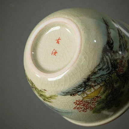 Elegant Landscape Ceramic Tea Cup for Traditional Kung Fu Tea Ceremony