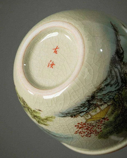 Elegant Landscape Ceramic Tea Cup for Traditional Kung Fu Tea Ceremony