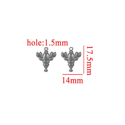 5PCS Stainless Steel Lobster Charms Mermaid Crab Connectors Gold-Plate