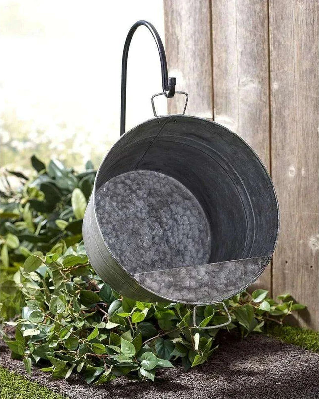 Rustic Galvanized Metal Hanging Garden Planter - Vintage Farmhouse Decor