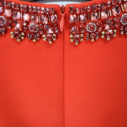 Diamond Bead Sleeveless Tank Dress – Colorful Crystal Embellishment & High Street Style