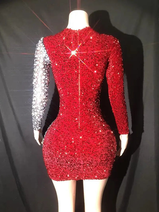 Red Sequin Sheath Dress: Sparkling Crystal Nighttime Glamour