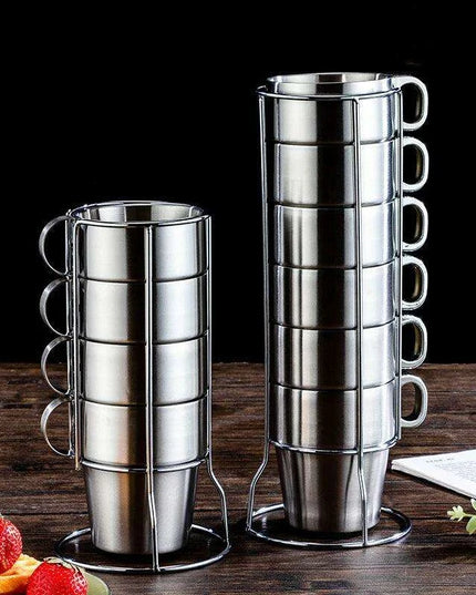 Elegant 6-Piece Set of Insulated Stainless Steel Tea Mugs for Home and Social Gatherings