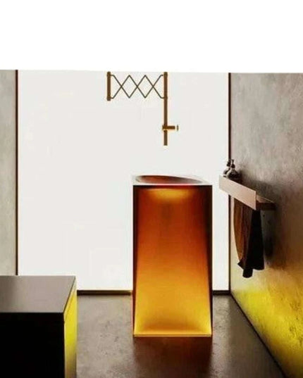 Blue Illumination Floor-Standing Washbasin