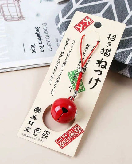 Lucky Cat Keychain with Prosperity Bells - Japanese Charm for Wealth and Good Fortune