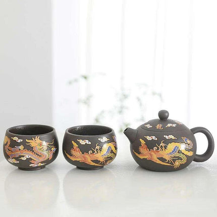 Magical Color-Changing Purple Clay Teapot and Cup Set for Kung Fu Tea Ceremonies