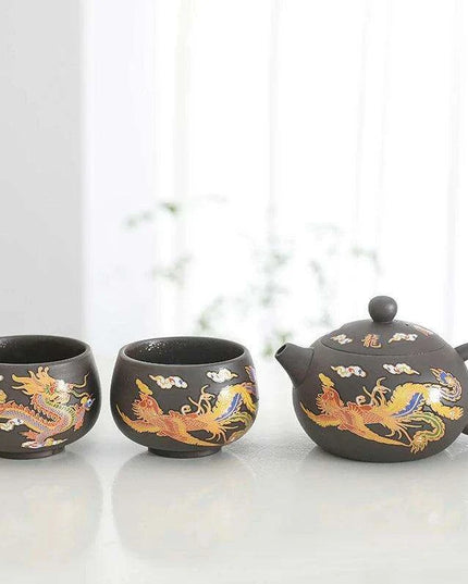 Magical Color-Changing Purple Clay Teapot and Cup Set for Kung Fu Tea Ceremonies